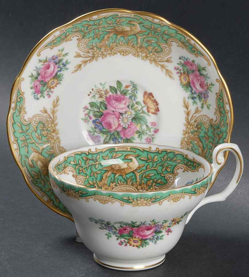 Montrose Green Footed Cup & Saucer Set by Coalport-1