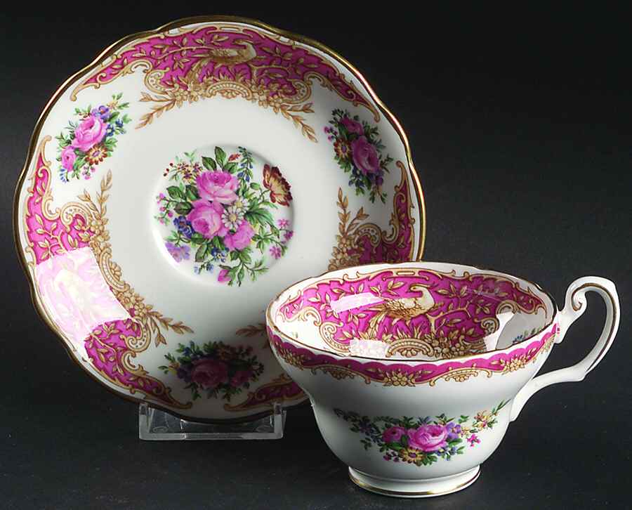 Montrose Pink Footed Cup & Saucer Set by Coalport-1