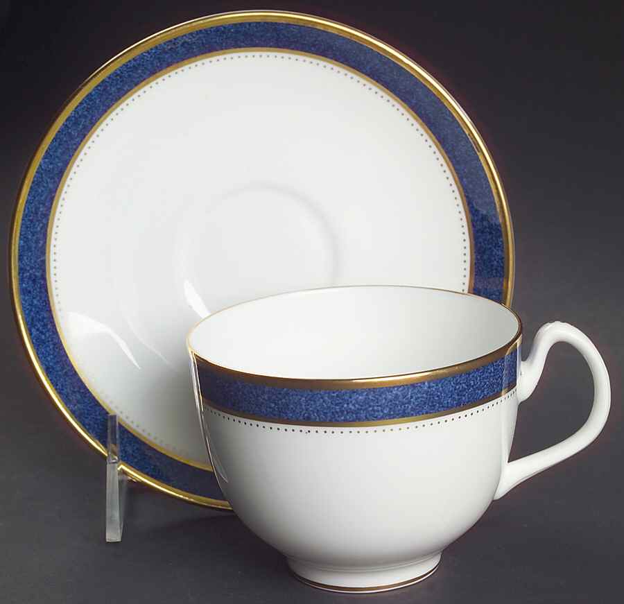 Norfolk Blue Flat Cup & Saucer Set by Coalport-1