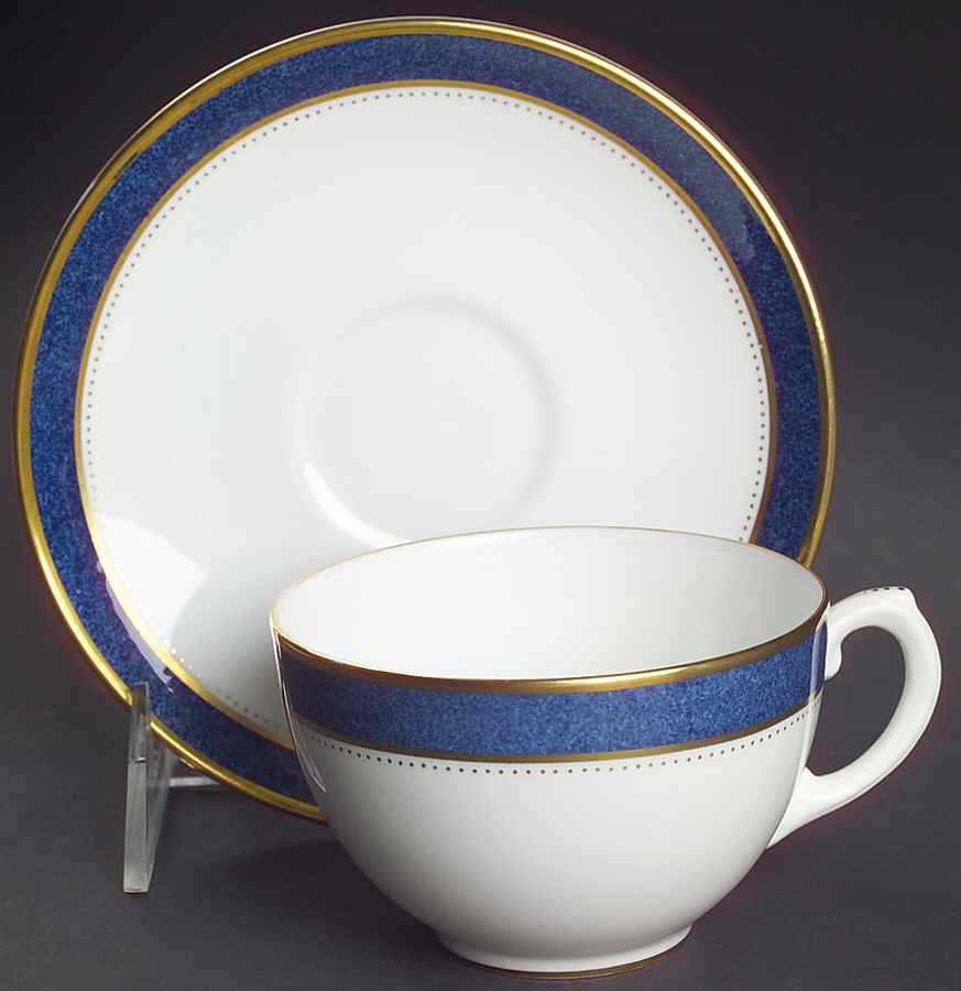 Norfolk Blue Flat Cup & Saucer Set by Coalport-1