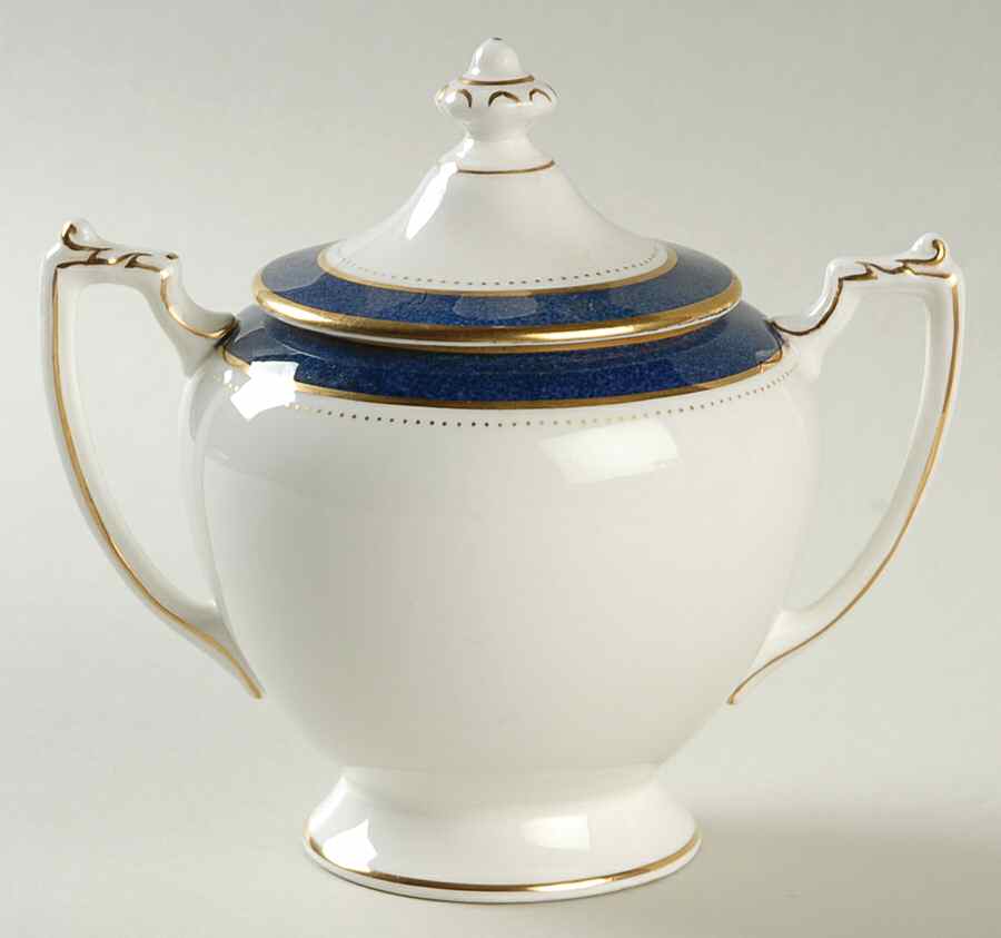 Norfolk Blue Sugar Bowl & Lid by Coalport-1