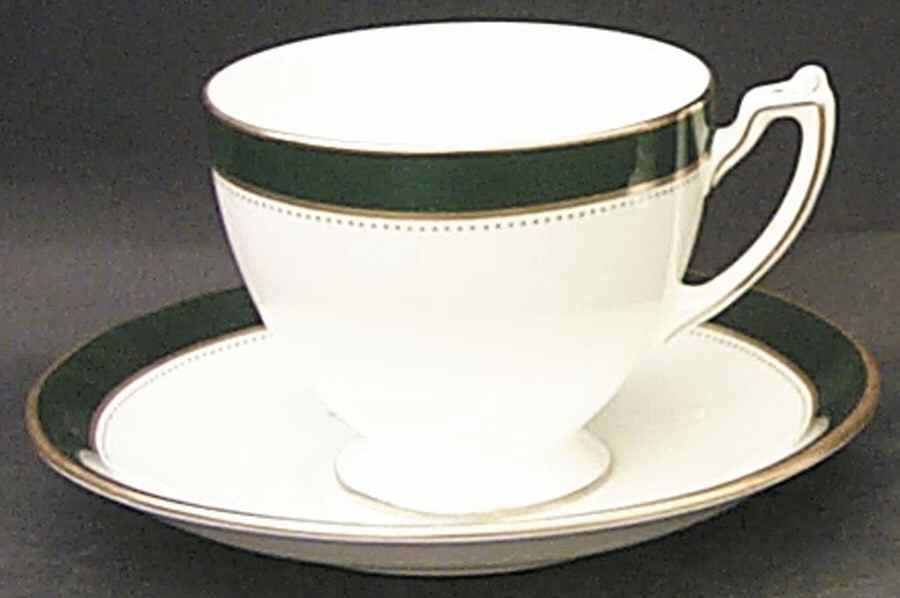 Norfolk Green Footed Cup & Saucer Set by Coalport-1