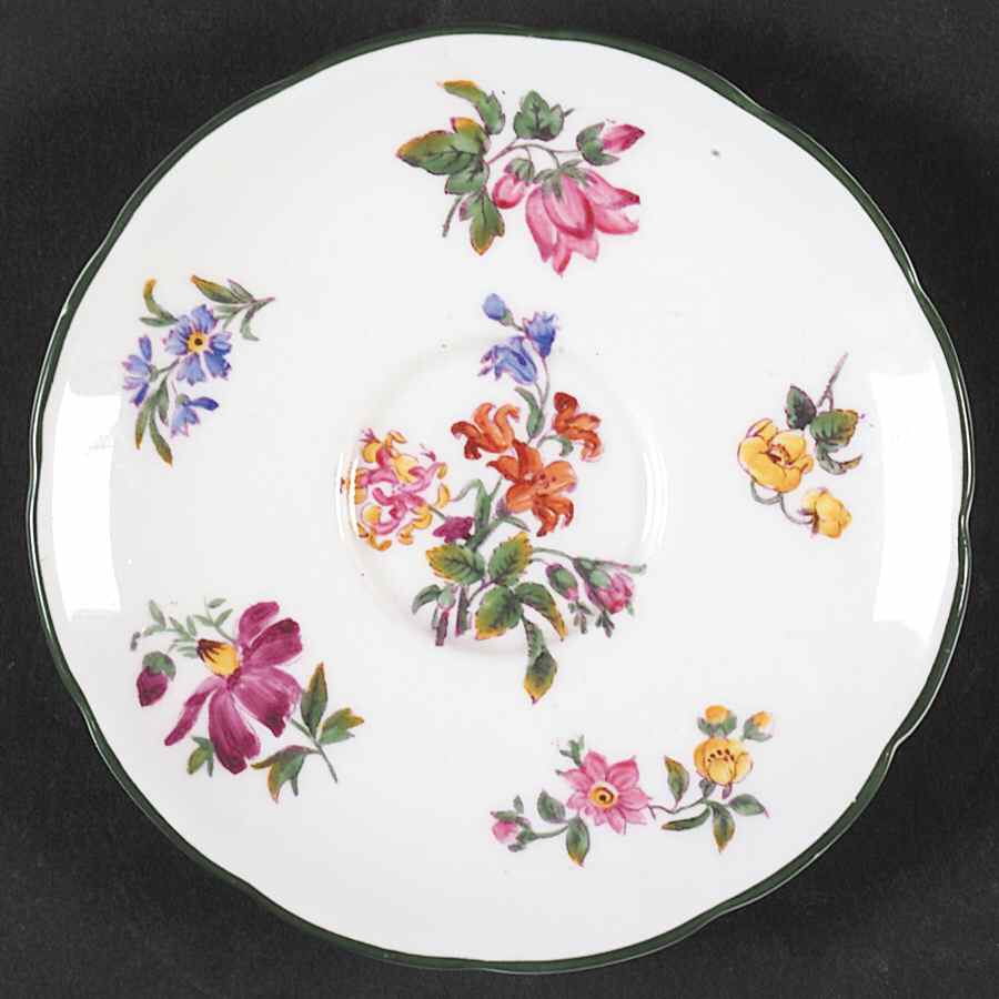 Old Coalport (Green Trim) Saucer for Demitasse Cup by Coalport-1