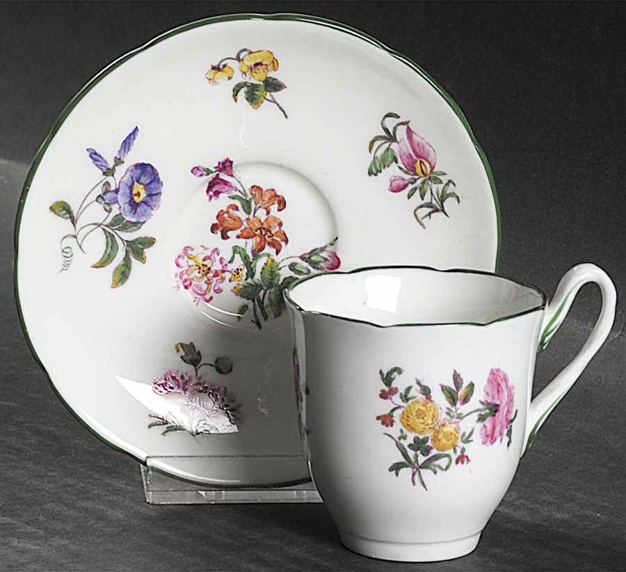Old Coalport (Green Trim) Flat Demitasse Cup & Saucer Set by Coalport-1