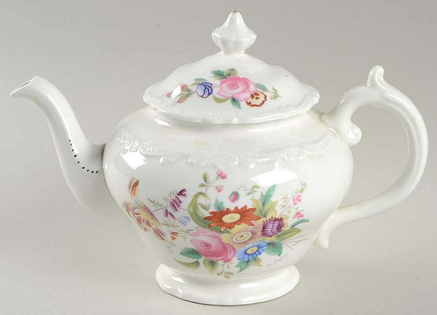 Old Coalport (Bone, No Trim, Shallow Scallop) Mini Teapot & Lid by Coalport-1
