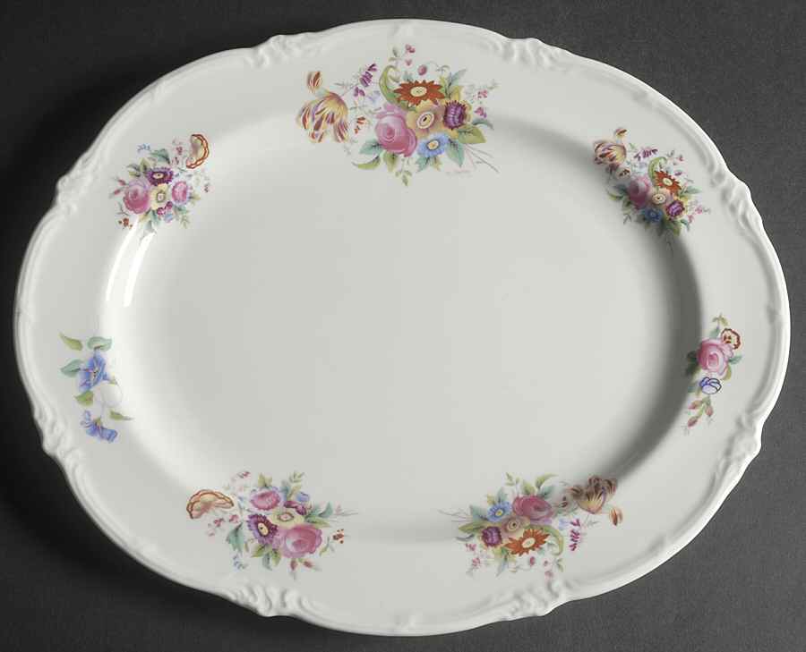 Old Coalport (Bone, No Trim, Shallow Scallop) 14" Oval Serving Platter by Coalport-1