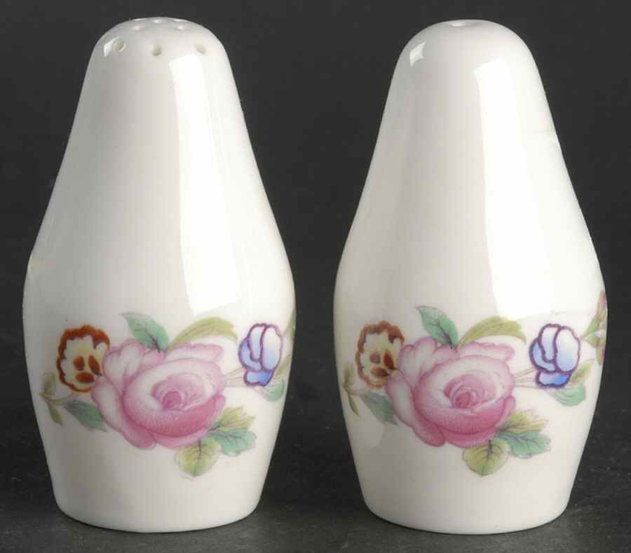 Old Coalport (Bone, No Trim, Shallow Scallop) Salt & Pepper Set by Coalport-1