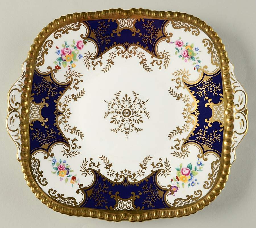 Panel Cobalt Square Handled Cake Plate by Coalport-1