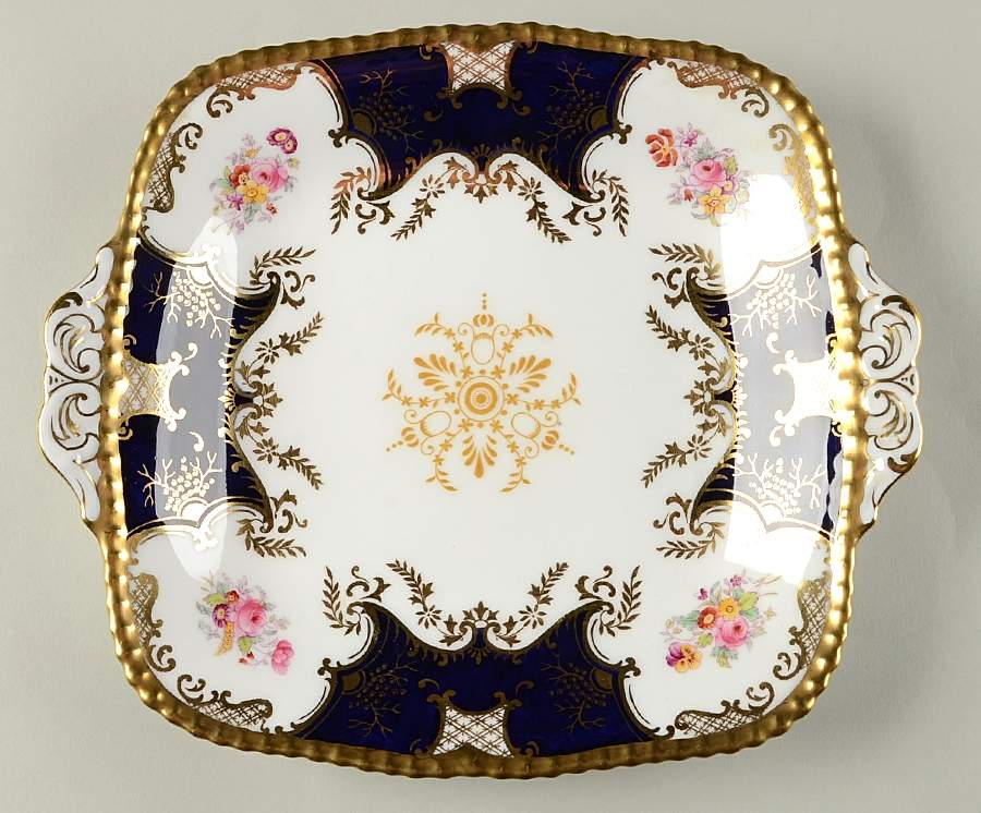 Panel Cobalt Square Handled Cake Plate by Coalport-1