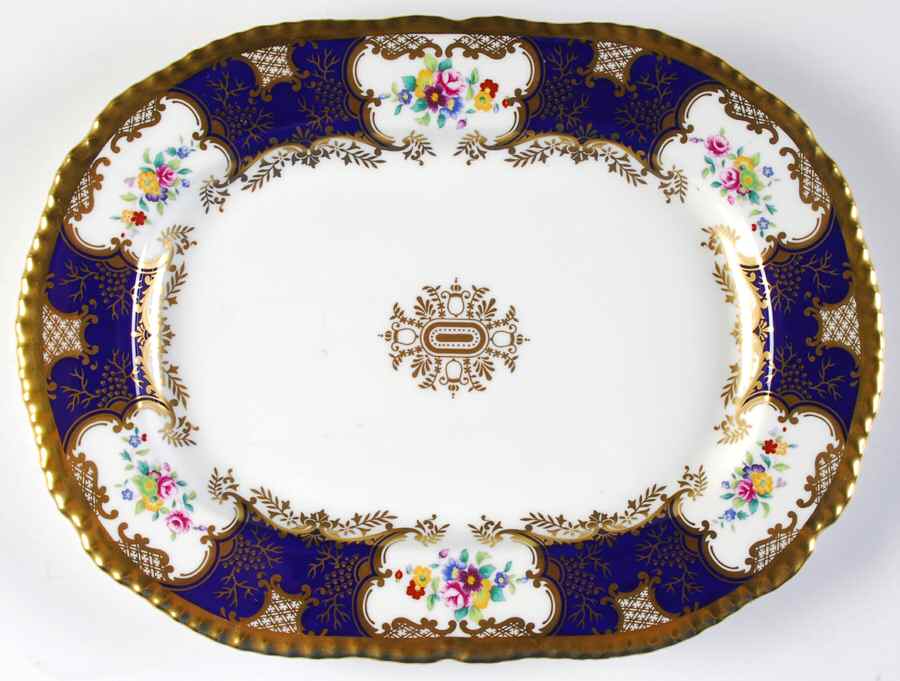 Panel Cobalt 12" Oval Serving Platter by Coalport-1