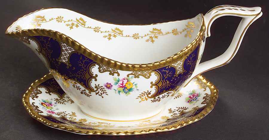 Panel Cobalt Gravy Boat & Underplate by Coalport-1