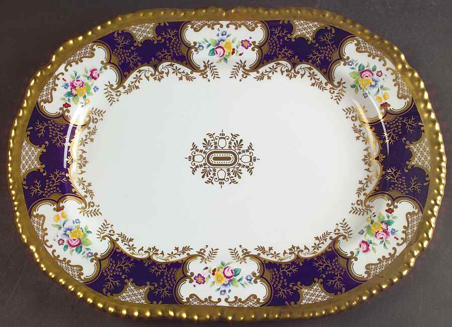 Panel Cobalt 14" Oval Serving Platter by Coalport-1
