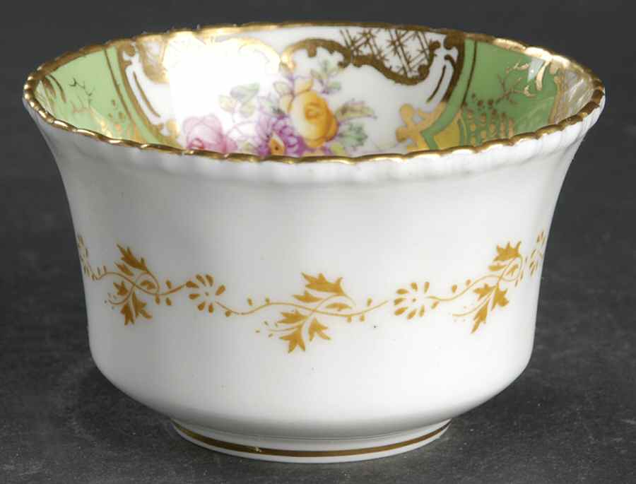 Panel Green Individual Open Sugar Bowl by Coalport-1