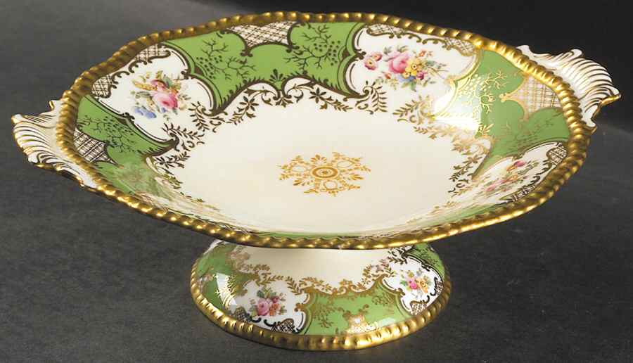 Panel Green 10" Diameter Pedestal Cake Stand by Coalport-1