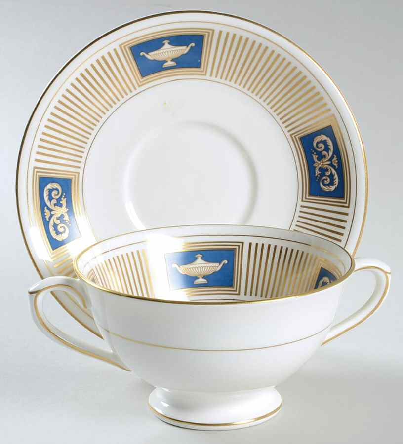Palladian Footed Cream Soup Bowl & Saucer Set by Coalport-1