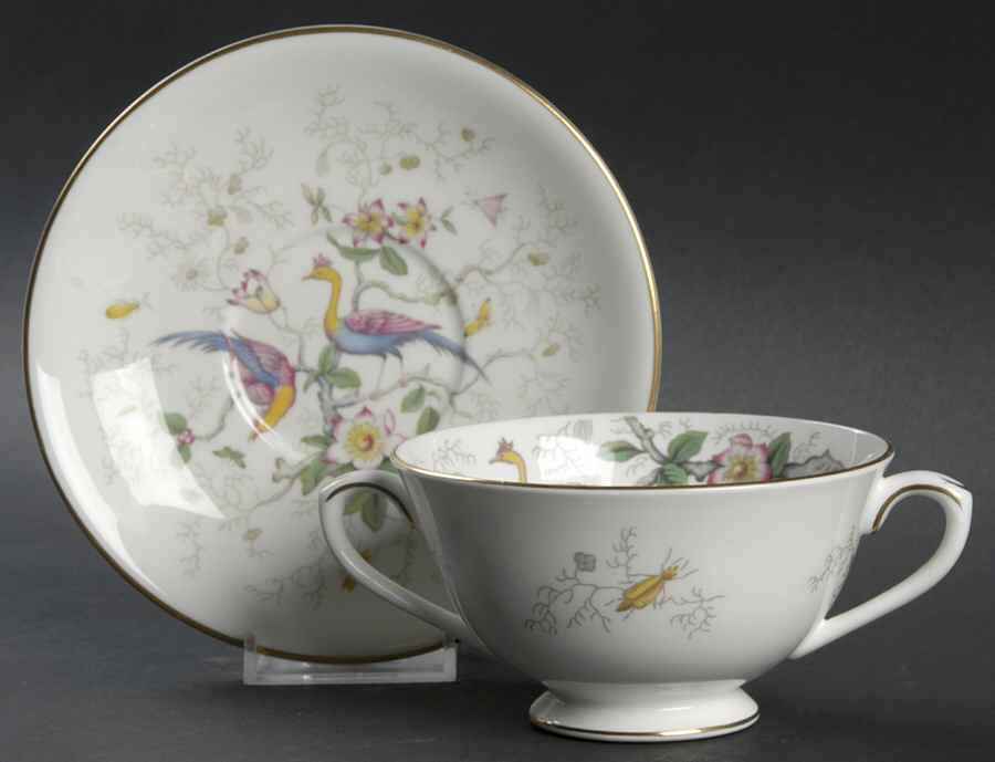 Paradise Footed Cream Soup Bowl & Saucer Set by Coalport-1