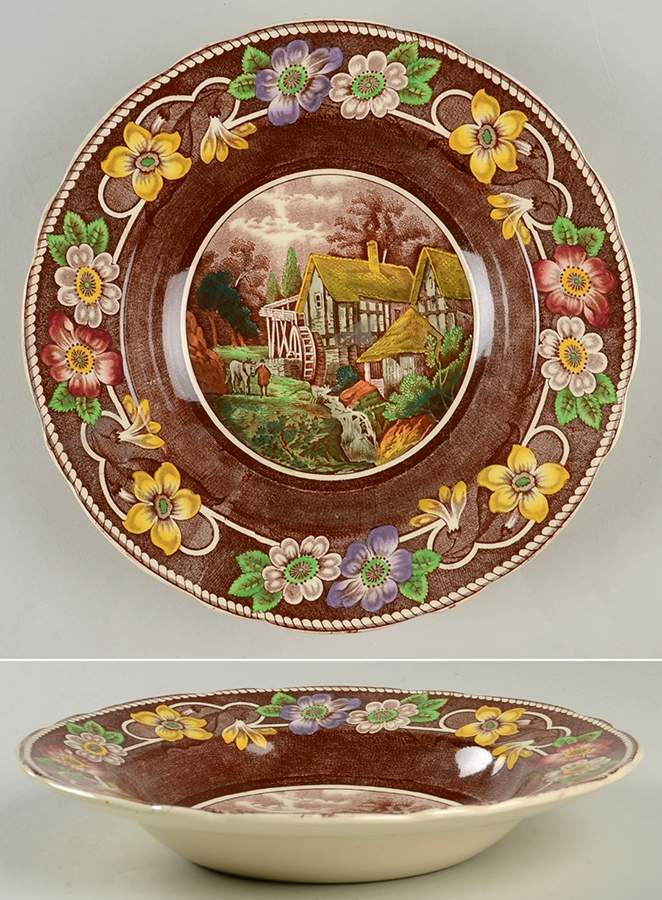 Pastoral Brown Multi (Not Embossed) Rim Soup Bowl by Coalport-1
