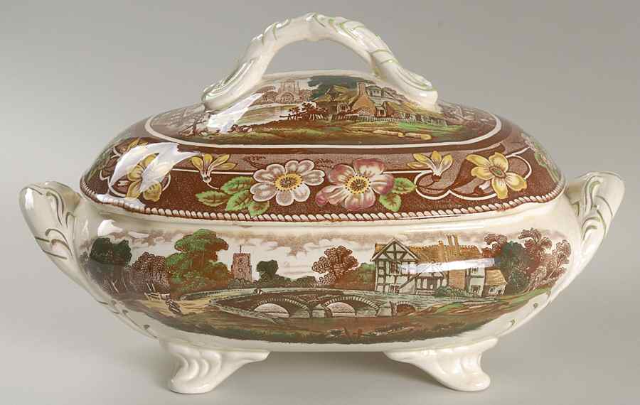Pastoral Brown Multi (Not Embossed) Oval Covered Vegetable by Coalport-1
