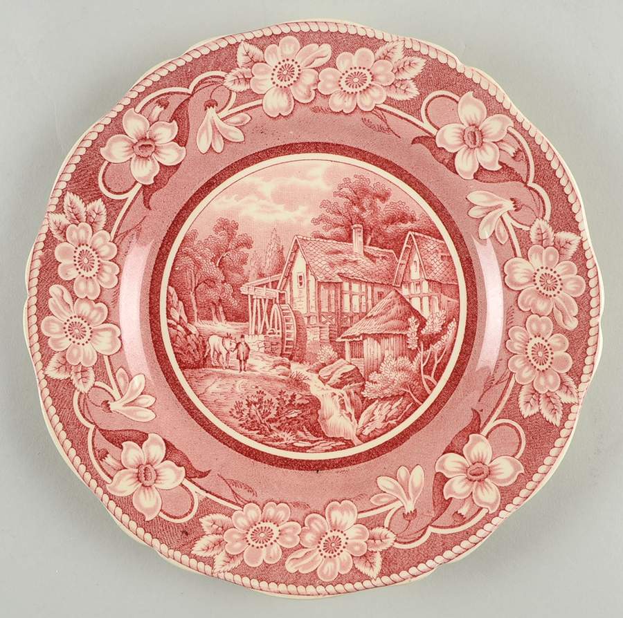 Pastoral Cranberry Red (Not Embossed) Salad Plate by Coalport-1