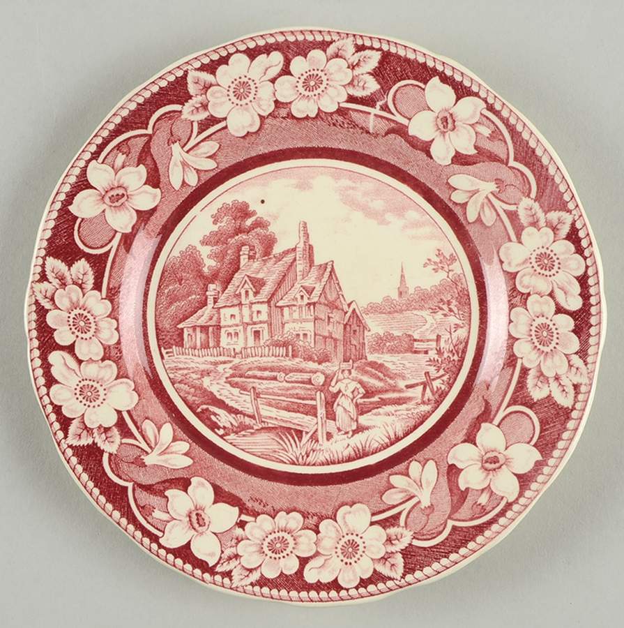 Pastoral Cranberry Red (Not Embossed) Bread & Butter Plate by Coalport-1
