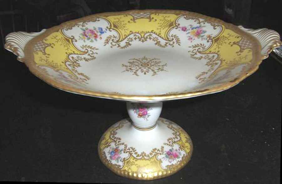 Panel Yellow Footed Cake Plate by Coalport-1