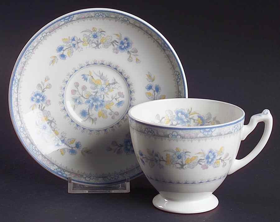 Pearl Footed Cup & Saucer Set by Coalport-1