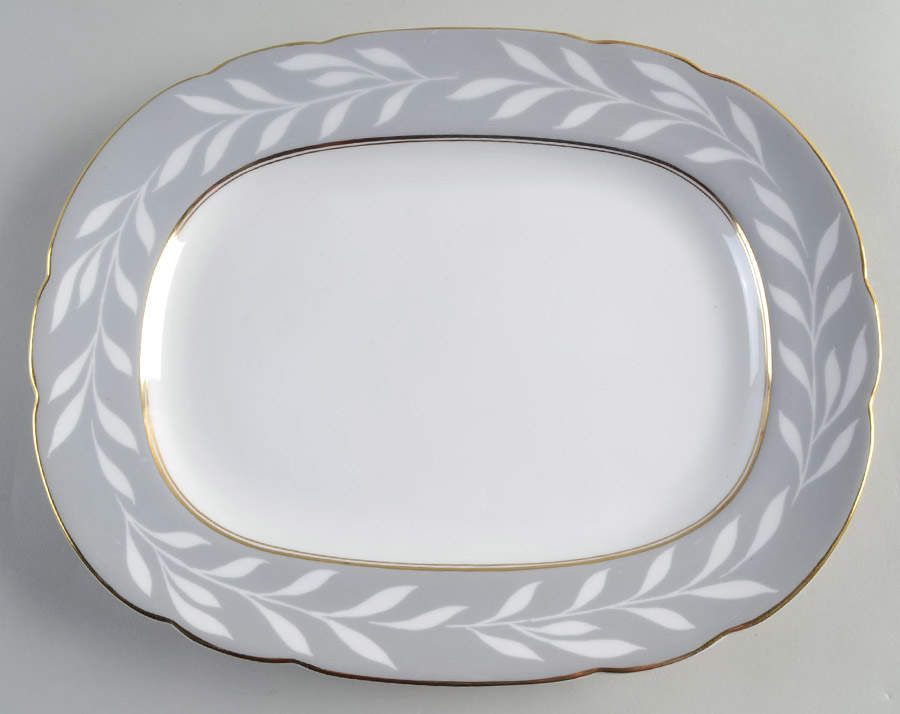 Phantom Grey (Gold Trim) 12" Oval Serving Platter by Coalport-1