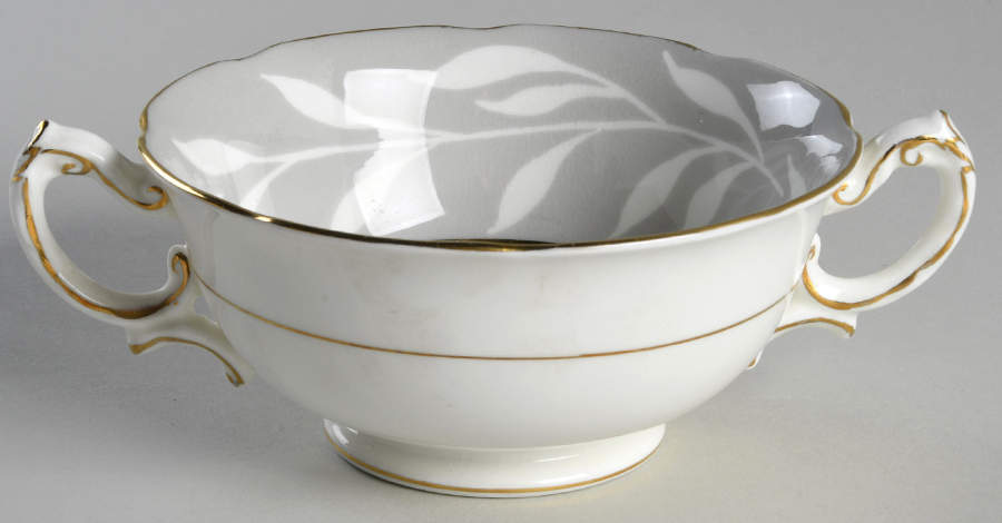 Phantom Grey (Gold Trim) Footed Cream Soup Bowl by Coalport-1