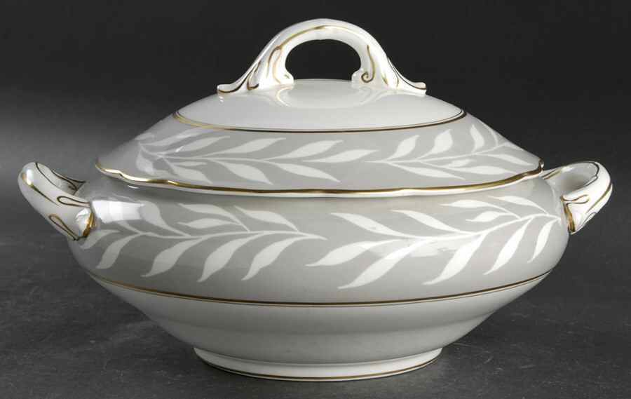 Phantom Grey (Gold Trim) Round Covered Vegetable by Coalport-1