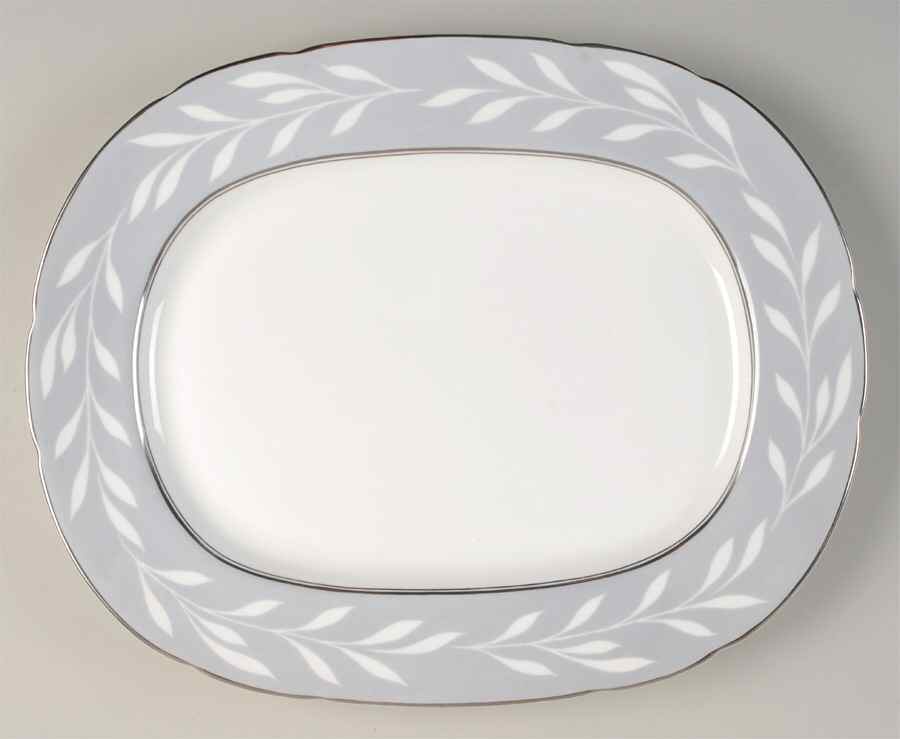 Phantom Grey (Platinum Trim) 14" Oval Serving Platter by Coalport-1