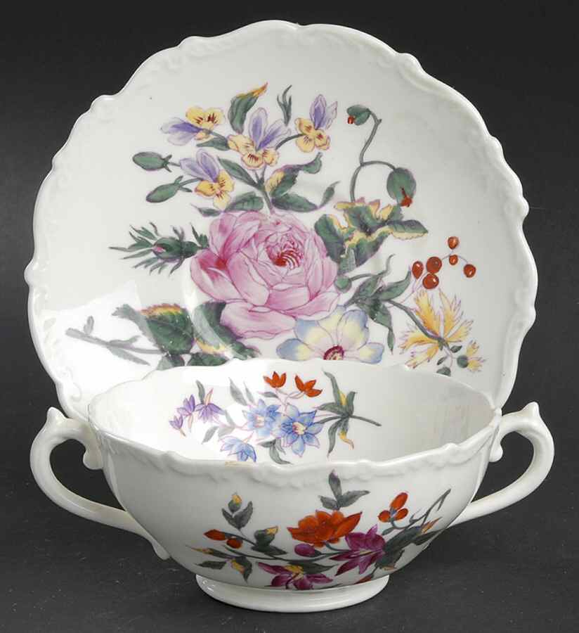 Posydale Footed Cream Soup Bowl & Saucer Set by Coalport-1