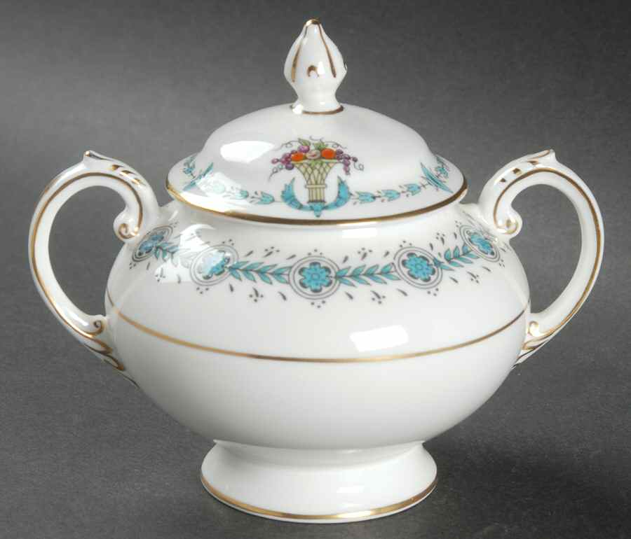 Queen Elizabeth White (Smooth) Sugar Bowl & Lid by Coalport-1