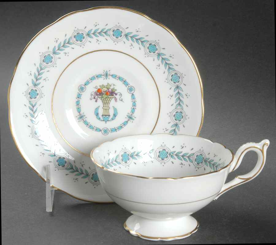 Queen Elizabeth White (Smooth) Footed Cup & Saucer Set by Coalport-1
