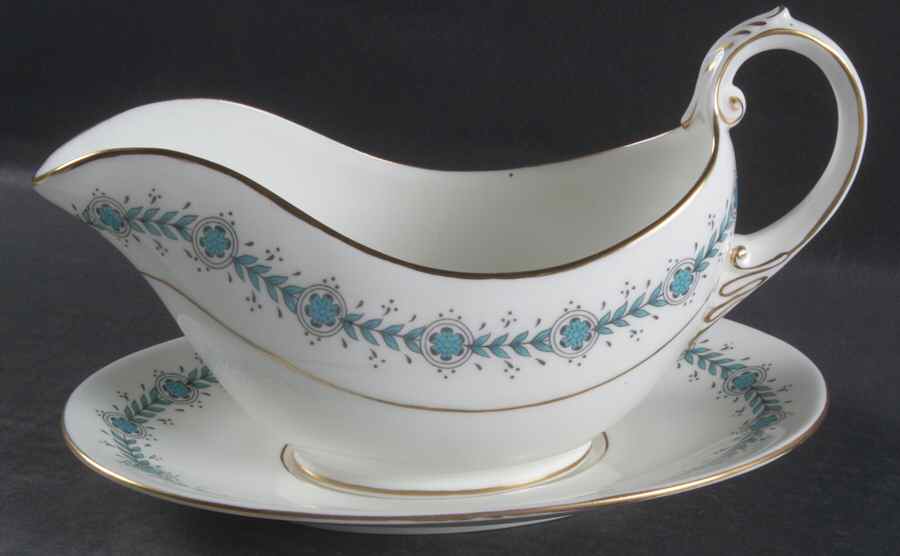 Queen Elizabeth White (Smooth) Gravy Boat & Underplate by Coalport-1