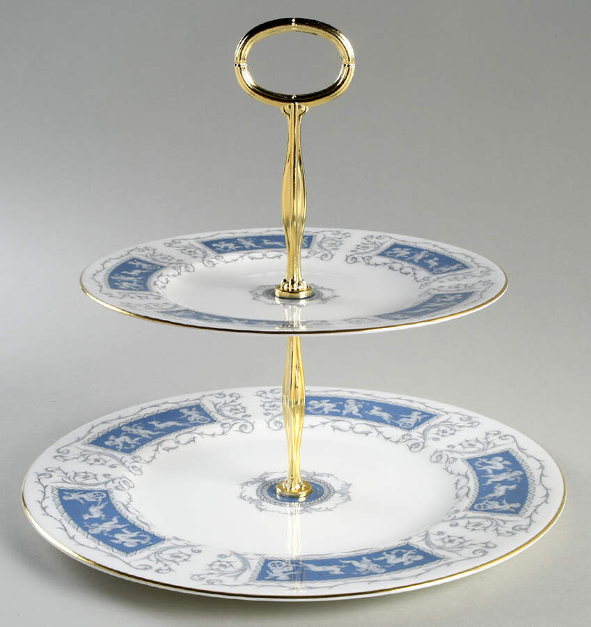 Revelry Blue 6 5/8"-10"  2 Tiered Serving Tray (Dp, Sp) HC by Coalport-1