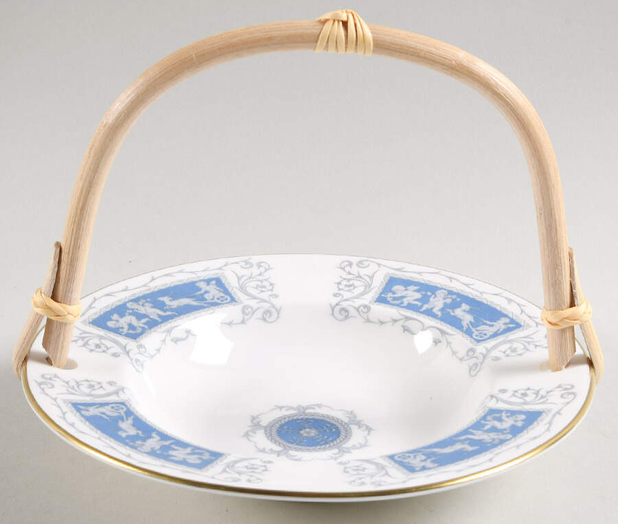 Revelry Blue 7''-7 1/4'' Basket W/Bamboo Handle HC by Coalport-1