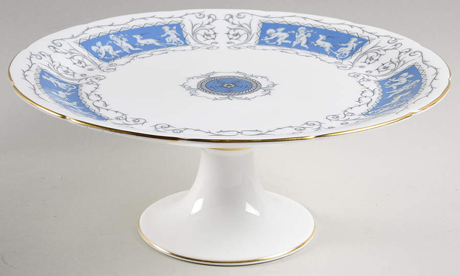 Revelry Blue 10" Diameter Pedestal Cake Stand by Coalport-1