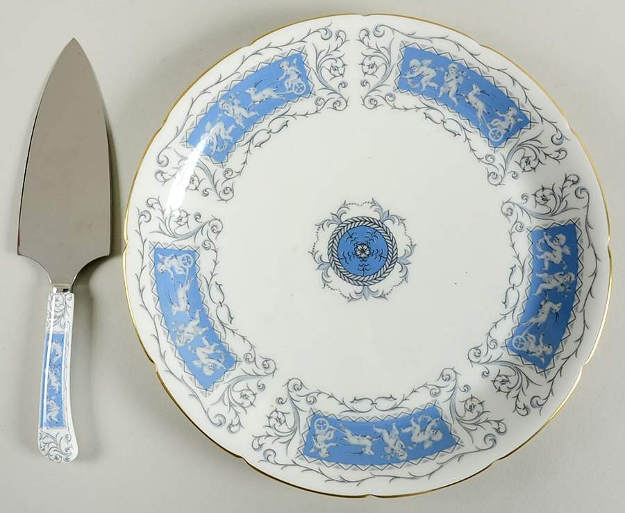Revelry Blue Cake Plate and Server (Boxed Set) by Coalport-1