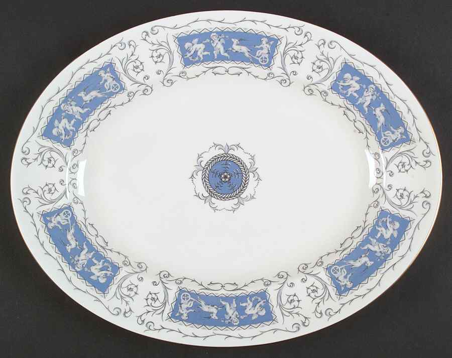 Revelry Blue 14" Oval Serving Platter by Coalport-1