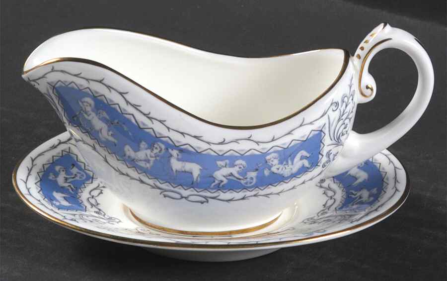 Revelry Blue Individual Gravy Boat & Plate by Coalport-1