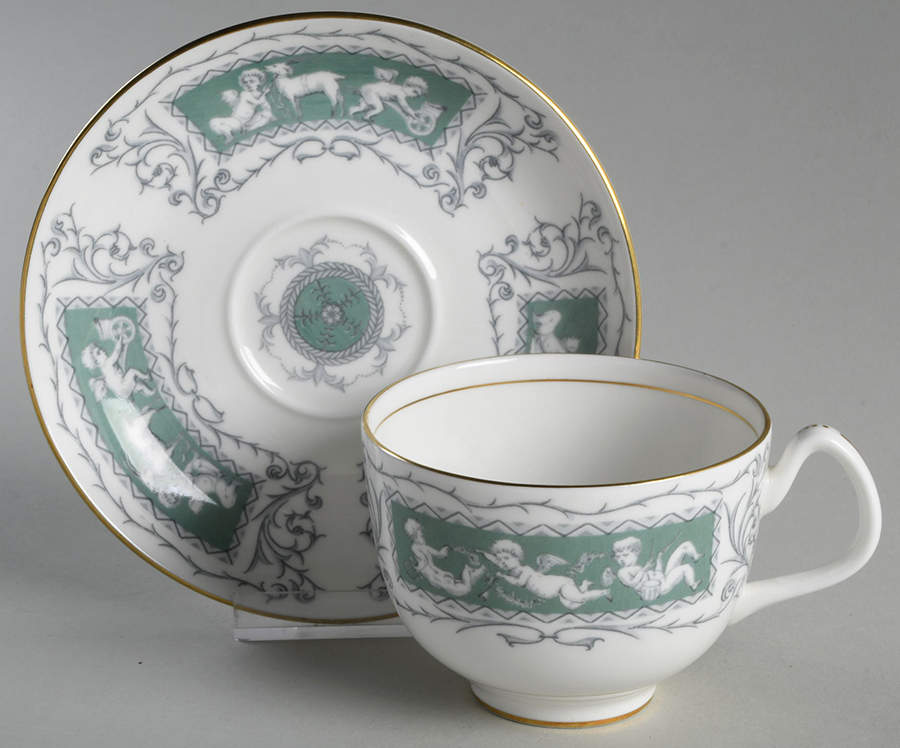 Revelry Green (Smooth) Flat Cup & Saucer Set by Coalport-1