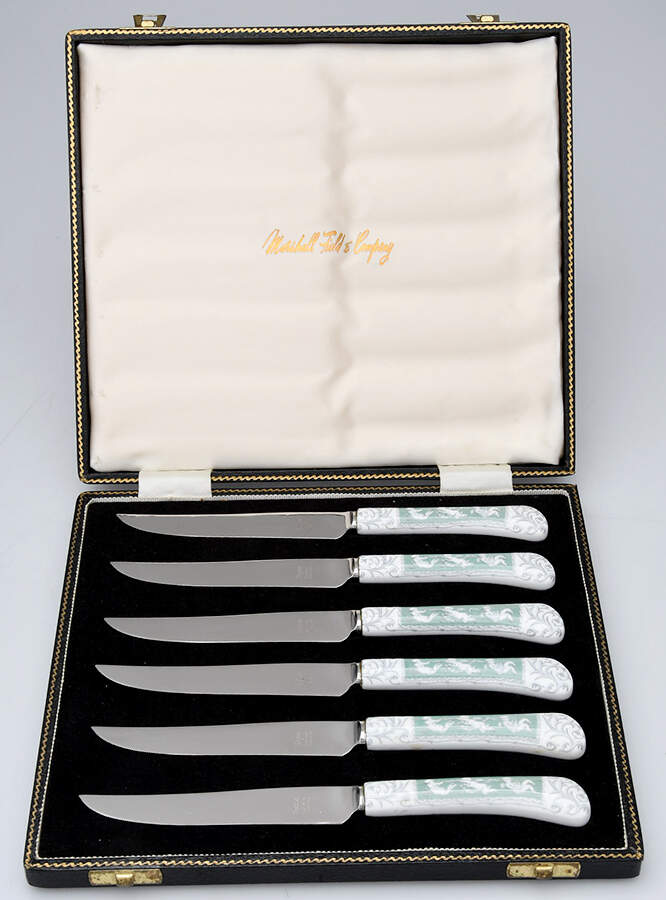 Revelry Green (Smooth) (Set of 6) Motif 1 Individual Steak Knives by Coalport-1