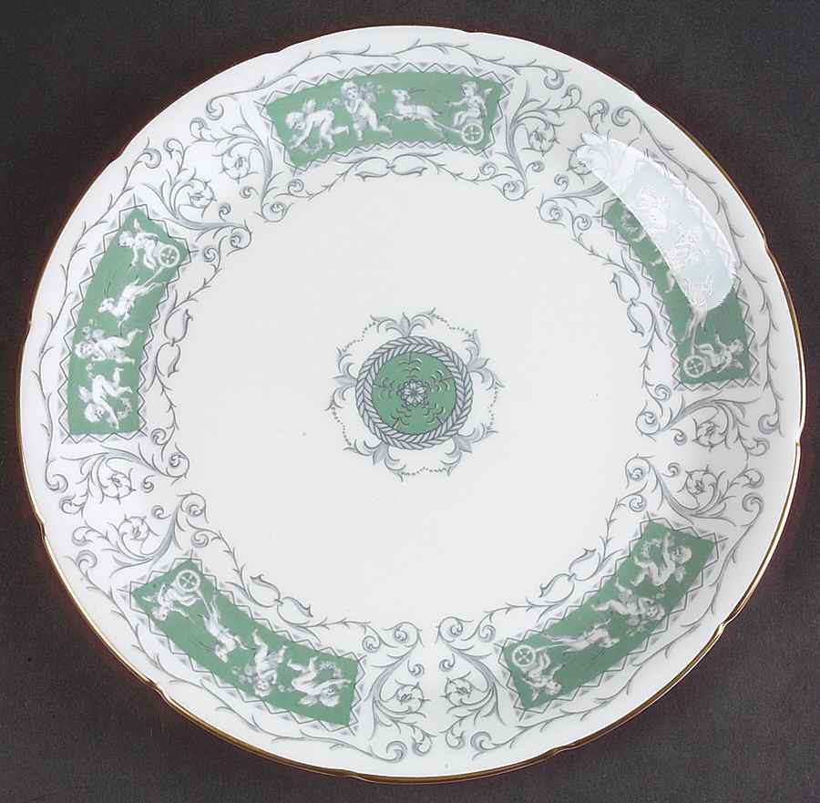 Revelry Green (Scalloped) Cake Plate by Coalport-1