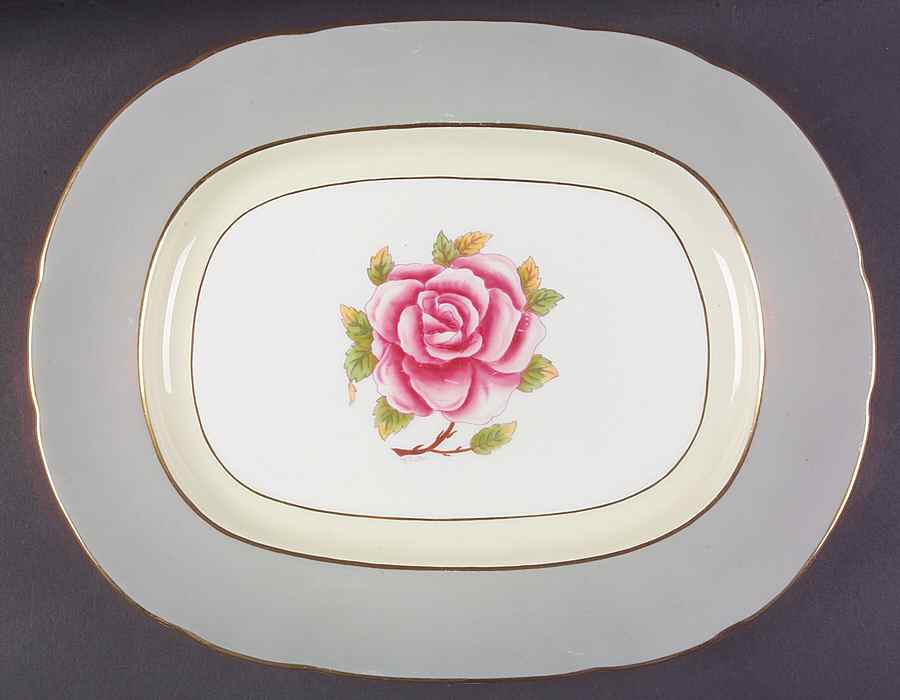 Romance (Gray Rim) 15" Oval Serving Platter by Coalport-1