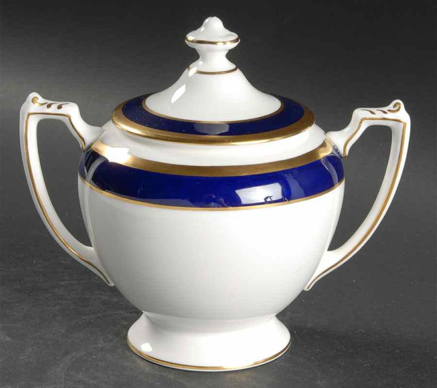 Rutland Cobalt Blue Sugar Bowl & Lid by Coalport-1