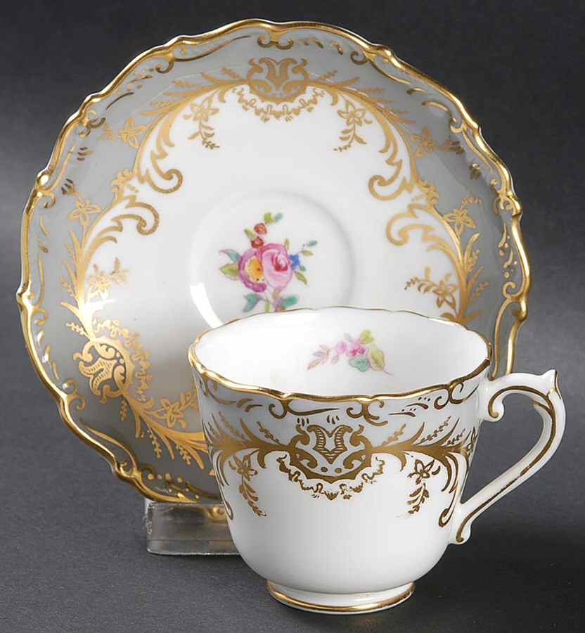 Sandringham Gray Footed Demitasse Cup & Saucer Set by Coalport-1