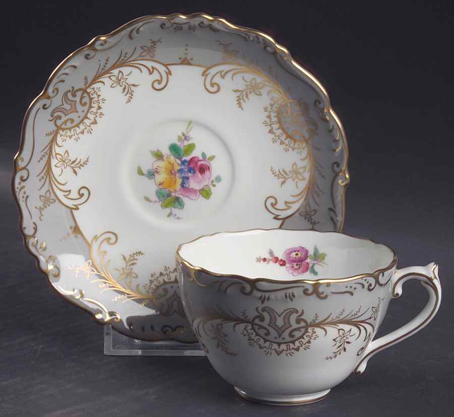 Sandringham Gray Flat Cup & Saucer Set by Coalport-1