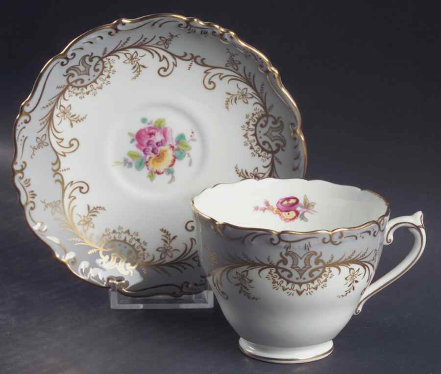 Sandringham Gray Footed Cup & Saucer Set by Coalport-1