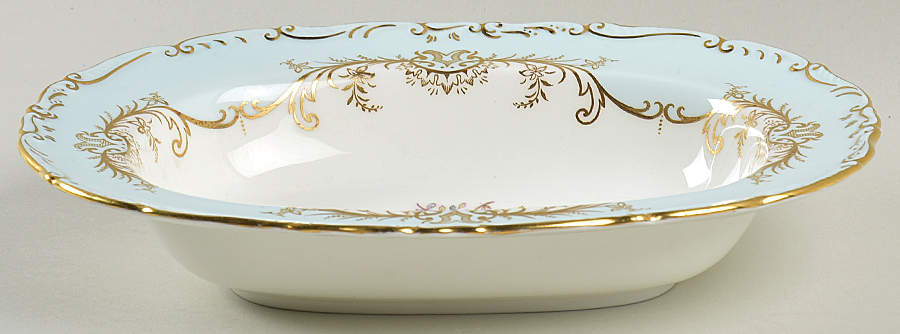Sandringham Light Blue (Gold Trim) 9" Oval Vegetable Bowl by Coalport-1