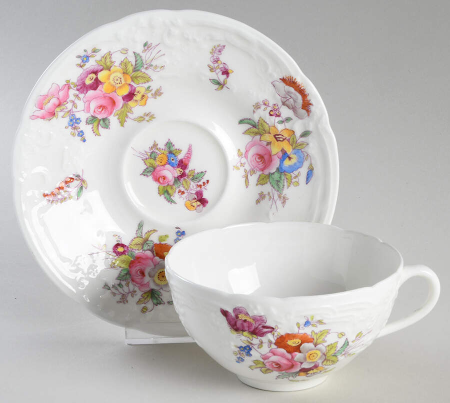 Sevres Group (Embossed, No Trim) Flat Cup & Saucer Set by Coalport-1